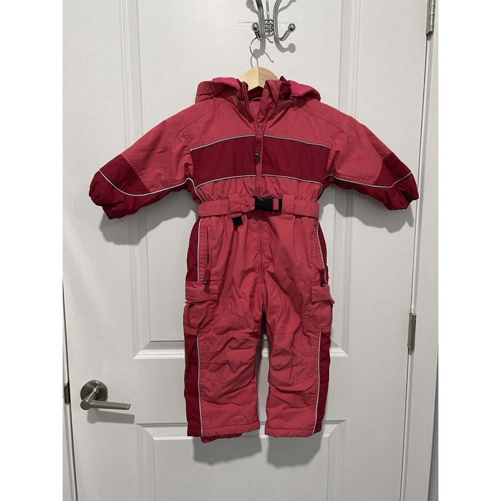 The Childrens Place Hooded Thick One Piece Snowsuit 24M Pink Thermolite Plus